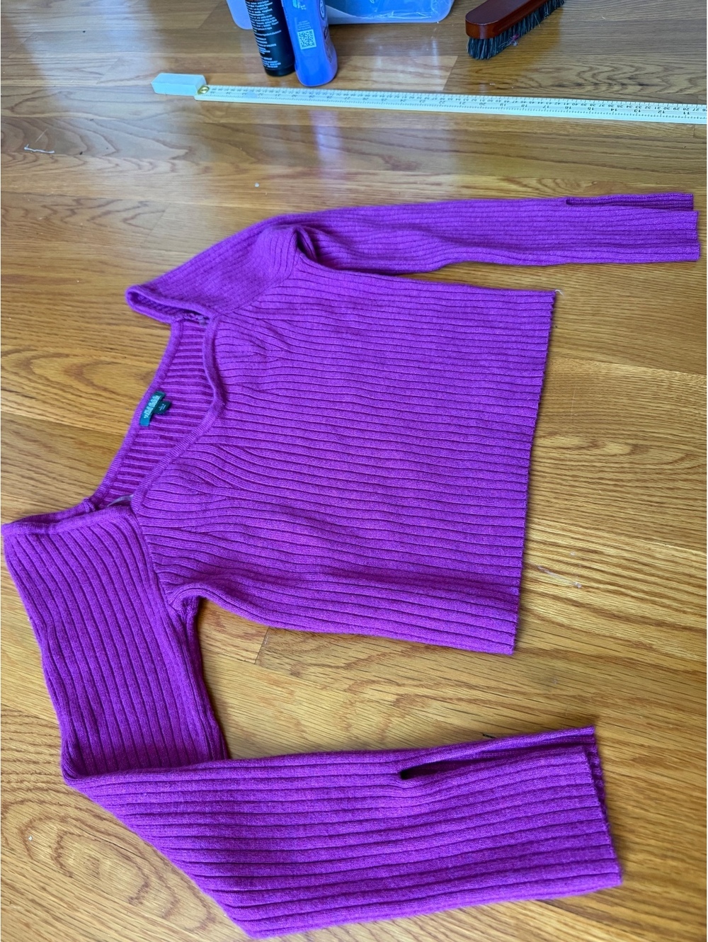 World Market Purple Ribbed Knit Sweater Size M Long Sleeve